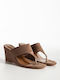 Mules Suede Platformă Cu Toc Separabil Dama 9898-2 Toupe Sintetic Suede