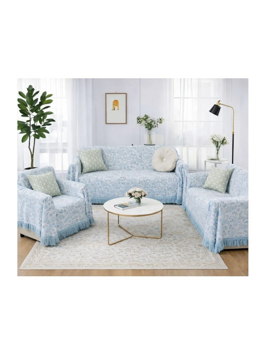 Three-Seater Sofa Throw 180x280cm Light Blue