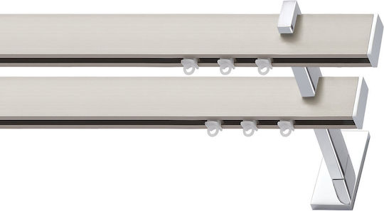 Viometale Cosmos Jessica Duo Two-Way Curtain Track Metallic In Silver Colour 400cm 22.A1.400.P7