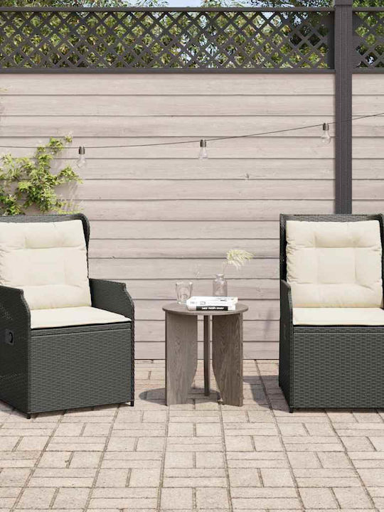 Gartenstuhl Rattan Schwarz mit Kissen 2Stücke 5...