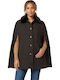 Naf Naf Acapa Women's Coat Houndstooth Poncho Fur S