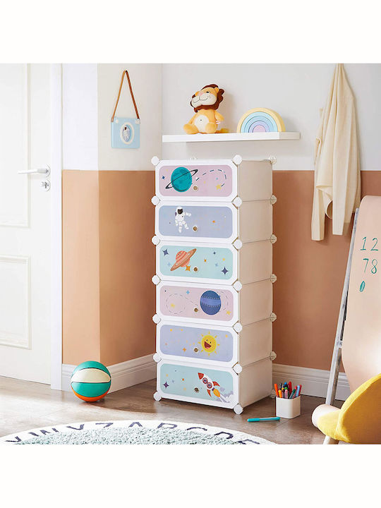 Songmics Cutie de Depozitare pentru Copii din Plastic Alb 43x35x105cm