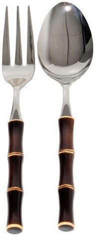 Bamboo Serving Utensil Set Brown Spoon-Fork