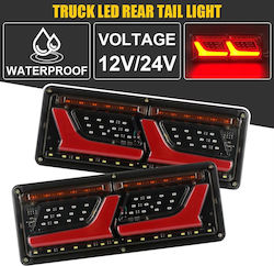 Σετ Πίσω Φανάρια Led Αριστερό Δεξιό 12v 24v Δυναμικό Φλας Νέον Εφέ 32cm X 13cm Λεωφορείο Φορτηγό Ρυμουλκούμενα Τροχόσπιτα Fzst0419
