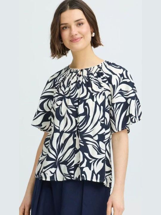 Fransa Women's Crop Top Floral Blue