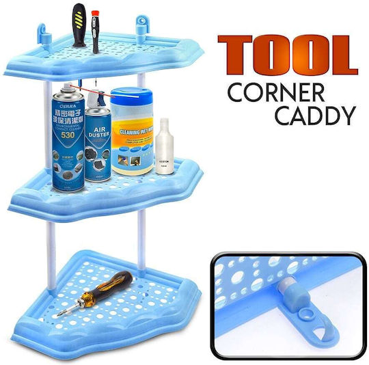 Corner Wall Mounted Bathroom Shelf Plastic Blue