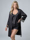 Milena by Paris Summer Women's Robe with Black Pajamas Set4207_5378-Black