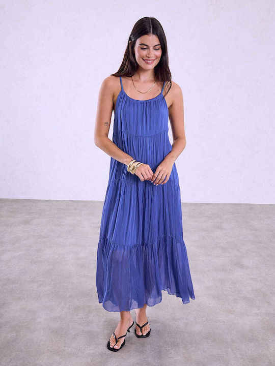 Celestino Damen Maxi Kleid Mit Schlitzen Blau E...