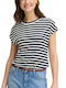 Women's Striped Navy Blue T-shirt