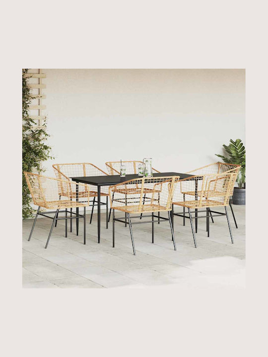 Vidaxl Garten- und Outdoor-Möbelset für Speisesaal 7 Stück