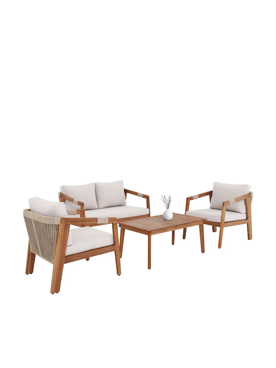 Set de mobilier pentru camera de zi de exterior 4 buc Bej