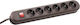Bachmann Power Strip 6 Sockets with 1.5m Cable Brown