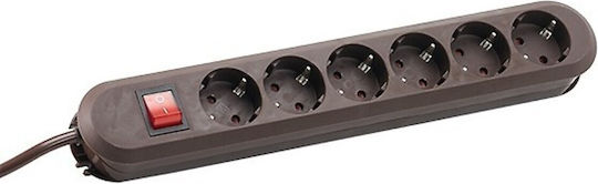 Bachmann Power Strip 6 Sockets with 1.5m Cable Brown
