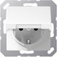 Jung Single Power Socket Waterproof with Lid White