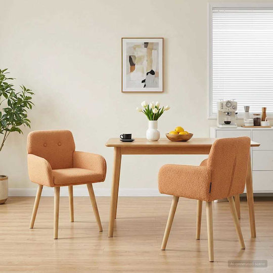 Dining Armchairs With Beige Fabric Upholstery 2 Pieces 59x57x85cm
