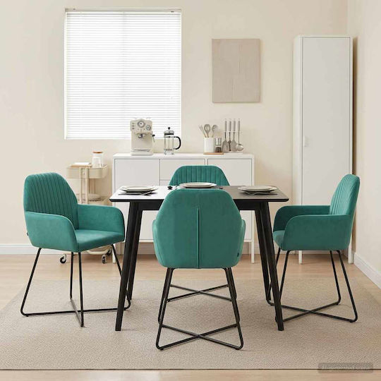 Velvet Turquoise Dining Armchairs 4 Pieces 55x50x84 cm