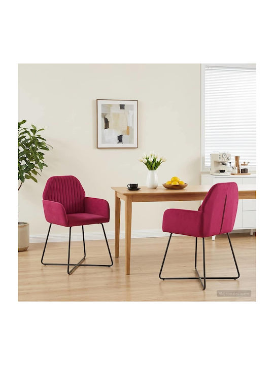 Velvet Red Dining Armchairs 2 Pieces 55x50x84cm