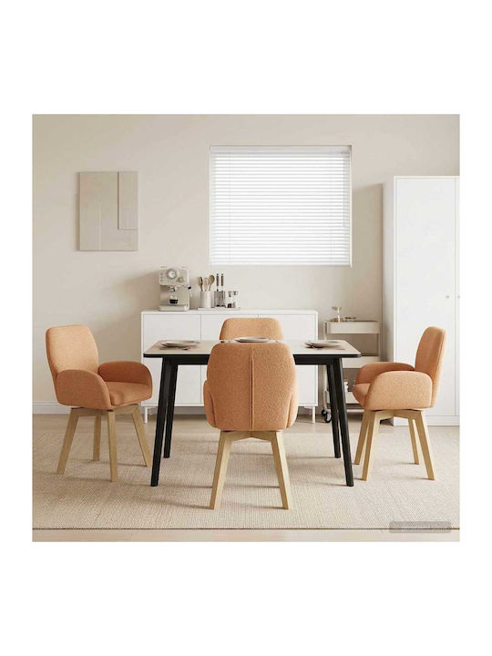 Dining Armchairs With Beige Fabric Upholstery 4...