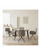 Dining Armchairs With Genuine Grey Leather 4 Pieces 54x55x86cm