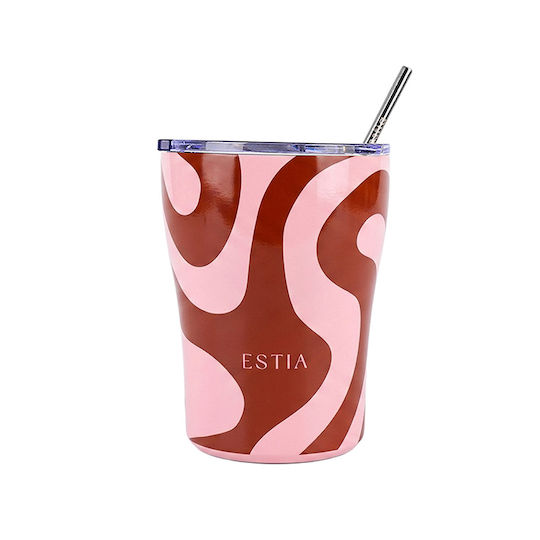 Estia Coffee Mug Save The Aegean Ποτήρι Θερμός Ανοξείδωτο BPA Free 350ml Coral Waves με Καλαμάκι