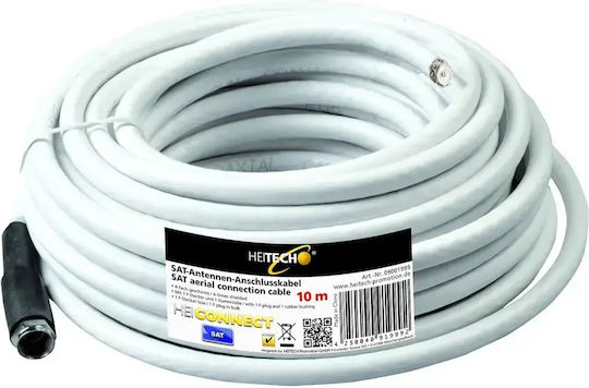 Heitech Καλώδιο Κεραίας Coax male - Coax female Λευκό 10m 00919992 1τμχ