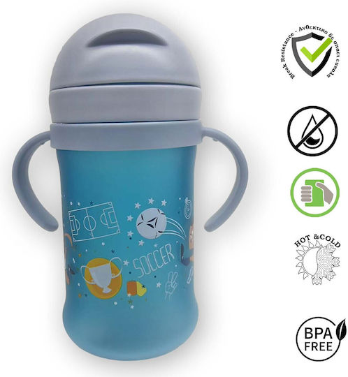 Alpin Kinder Trinkflasche Fußball Kunststoff mit Stroh 450ml