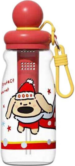 Kinder Trinkflasche Kunststoff mit Stroh Rot 750ml