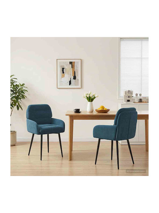 Samt Ess- und Küchenstühle Blau 2 Stück 59x59.5x90cm