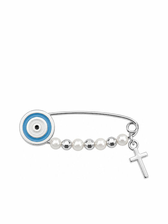 Xryseio Children's Safety Pin Charm Silver Cross For Boy Z28528T