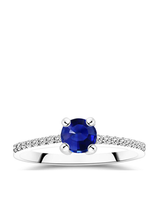 Chrilia Single Stone Ring In 18K White Gold With Diamond