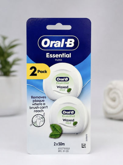 Oral-B Essential Κερωμένο Οδοντικό Νήμα με Γεύση Μέντα 50m 2τμχ