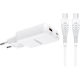 Veger GaN Charger with USB-A Port and USB-C Port and USB-C - USB-C Cable 65W Power Delivery / Quick Charge 3.0 White (TR122)