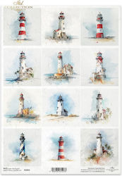 Decoupage Reispapier Itd 21x29cm Leuchttürme R2855