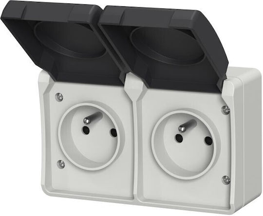 Duwi Double Power Socket Waterproof with Turquoise Lid