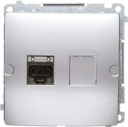 Kontakt-simon Computer Socket Simon Basic Single Rj45 Cat 6 Matt Silver Bm61e.01/43 Kontakt-simon Computer Socket Simon Basic Single Rj45 Cat 6 Matt Silver Bm61e.01/43
