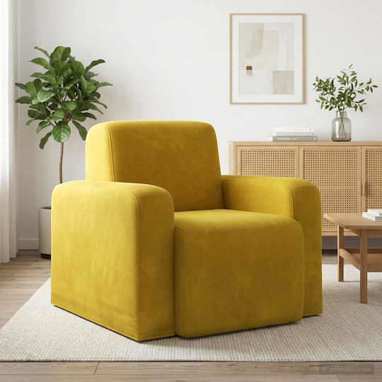Scaun De Relaxare Velur Galben 88x90x77cm