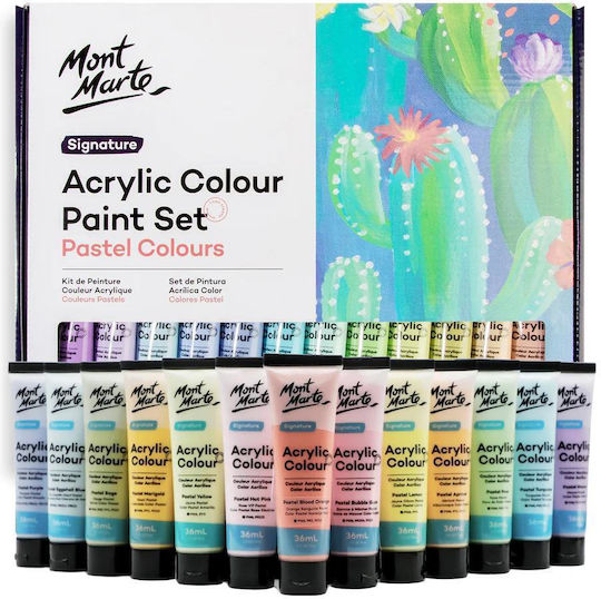 Mont Marte 24 Culori Acrilice 36ml Pastel