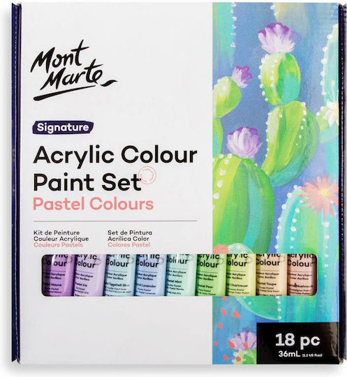 Mont Marte 18 Culori Acrilice 36ml Pastel