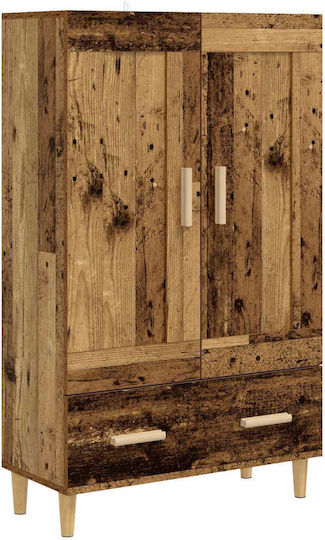 Hängende Wohnzimmervitrine aus Holz und Metall in Altholzoptik 70x31x115 cm