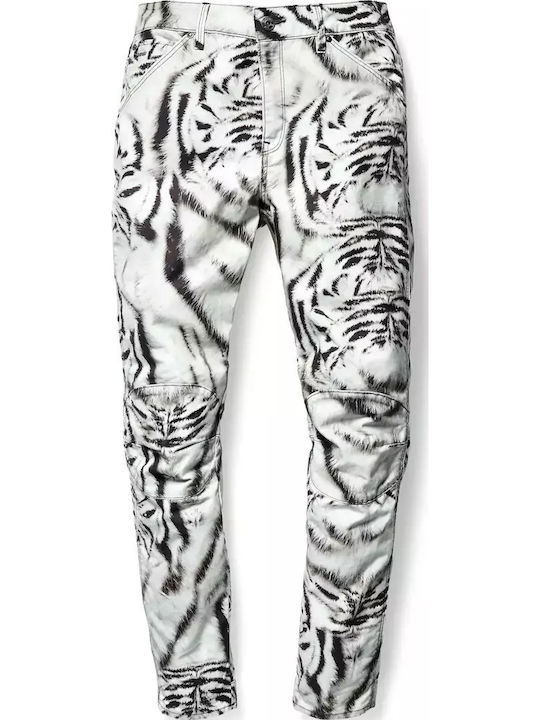 Дамски Текстилен Панталон в Boyfriend Кройка Леопардов Pharrell Williams White Tiger Print