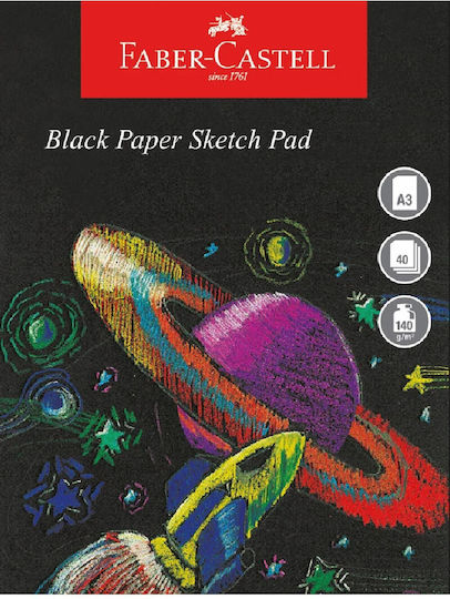 Drawing Sketch Pad Black Paper 140gsm A3 40 Sheets 859515