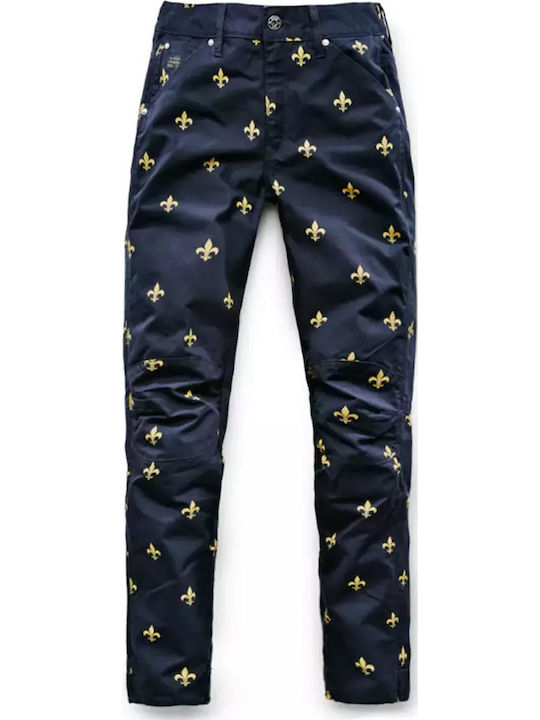 Дамски Текстилен Панталон в Boyfriend Кройка Indigo Gold