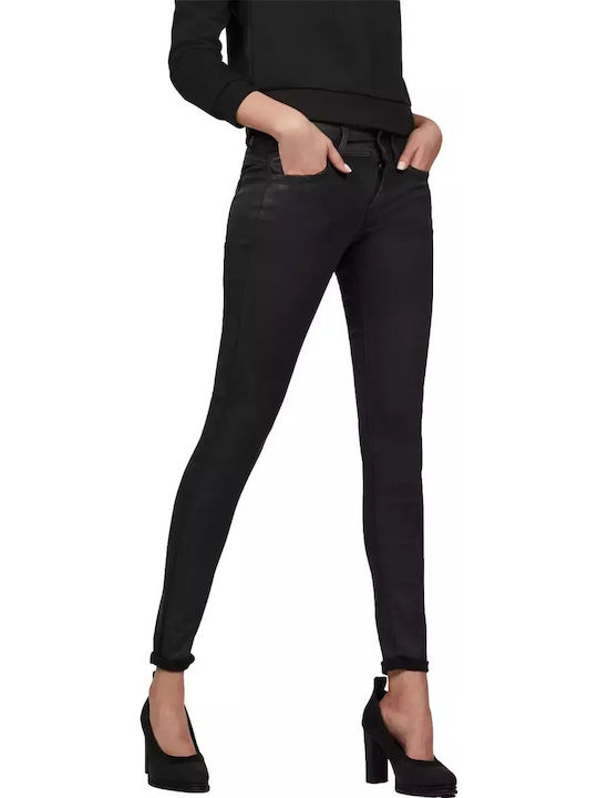 D Mid-Waist Дамско Текстилно Панталонче в Super Skinny Кройка Yield Black