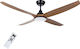 Life Grande Apeliotes Таванен вентилатор 142.24cm с осветление Кафяв / Черен