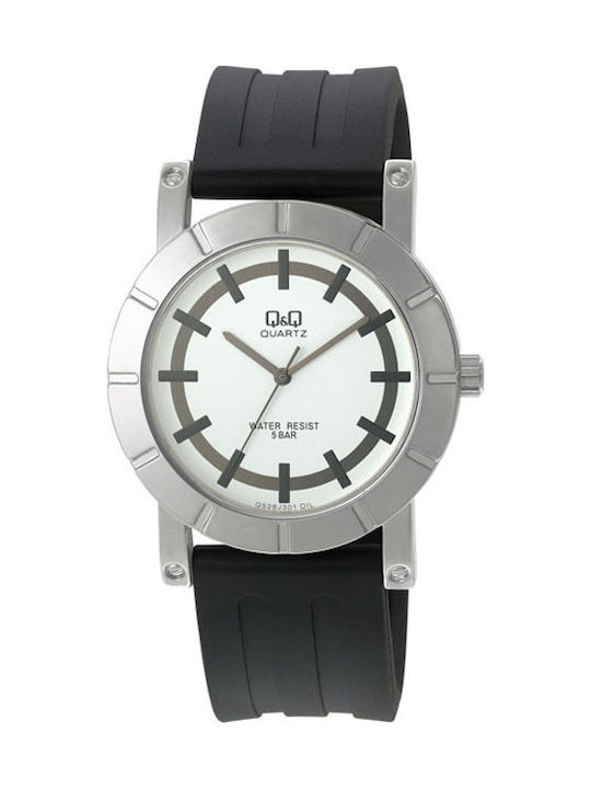 Q&Q Herrenuhr Batterie mit Schwarzem Gummiarmband