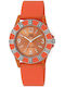Q&Q Damenuhr Batterie mit Orange Gummi Armband