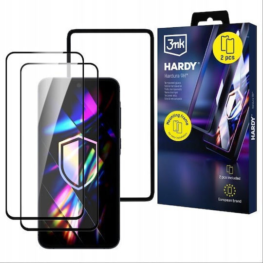 3mk Pack 2 Tempered Glass Galaxy A35 A55 Applicator Frame Black Transparent