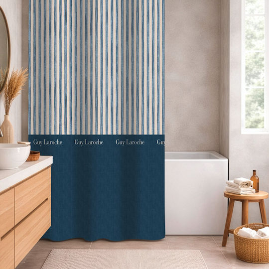 Guy Laroche Avene Fabric Shower Curtain with Grommets 240x185cm Denim 1128030126012 Guy Laroche Avene Fabric Shower Curtain with Grommets 240x185cm Denim 1128030126012