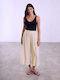 Celestino Women's Pantaloons Crop Viscose Loose Fit Beige
