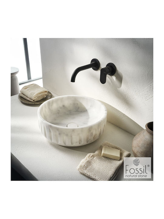 Fossil Einbau Badezimmerwaschbecken aus Porzellan 39x39cm